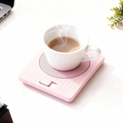 Desk Coffee Mug Warmer for Office: Compatible with All Cup for Career Women | 13W 2-Temp Adjustable Electric Heated Coaster Tea Cup Hot Plate - Gifts for Wife (Wood Grain Color)