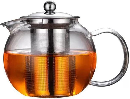 Glass Teapot with Removable Infuser Stovetop & Microwave Safe Borosilicate Clear Glass Teapot (22OZ)