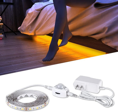 5 Feet Motion Activated Strip Lights, Plug-in LED Night Lights Waterproof for Bed, Kitchen, Stair (Warm White)