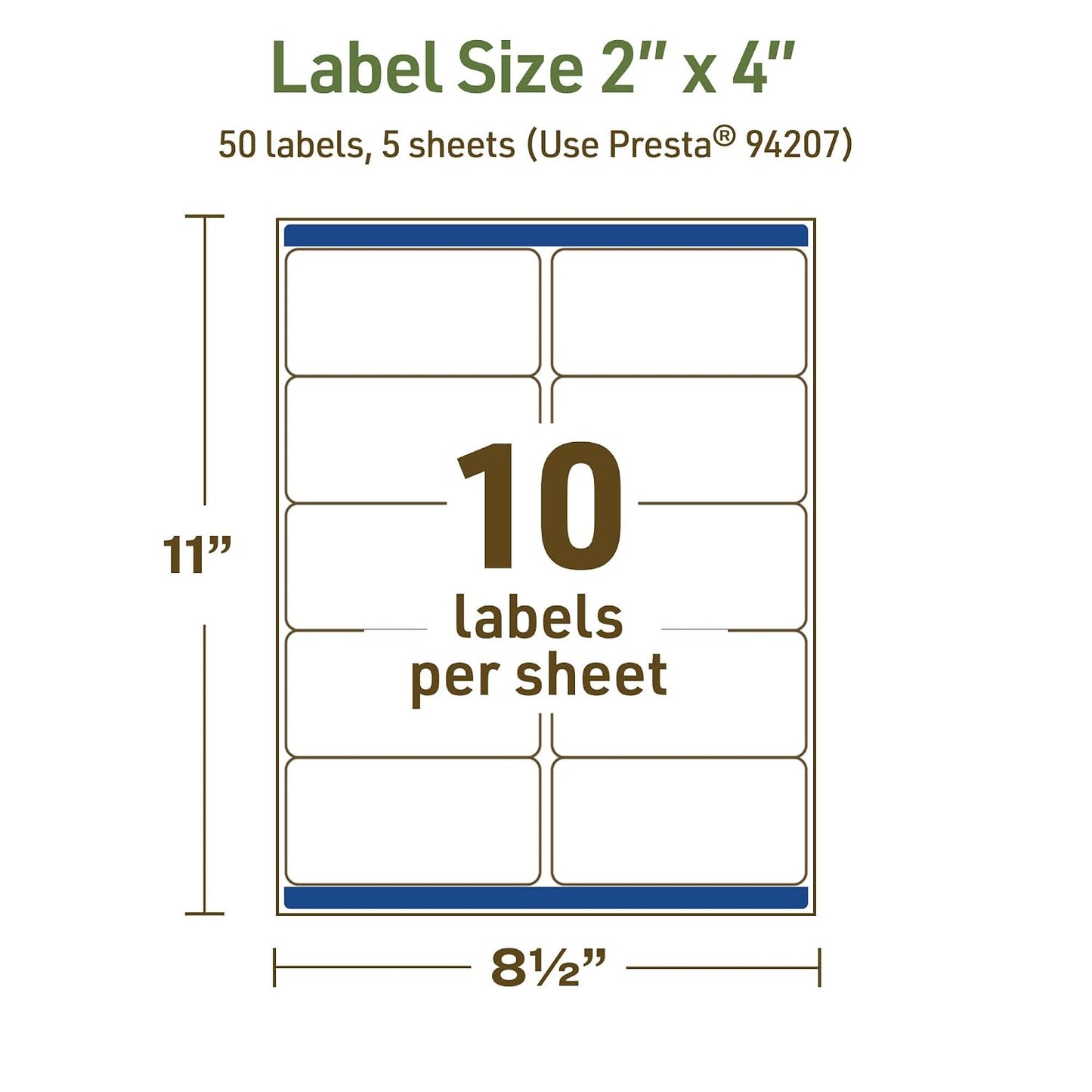 Avery Dissolvable Rectangle Labels, Sure Feed Technology, 2" x 4", Matte White, Laser/Inkjet Printable, 100 Labels Total, Freezer-Safe, Microwave-Safe, Refrigerator-Safe