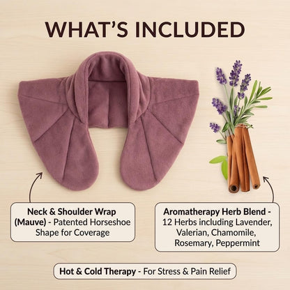 Herbal Concepts Neck Heating Pad & Shoulder Wrap | Microwave Heating Pad with 12 Herbs Aromatherapy| Cordless Heating pad, Blue