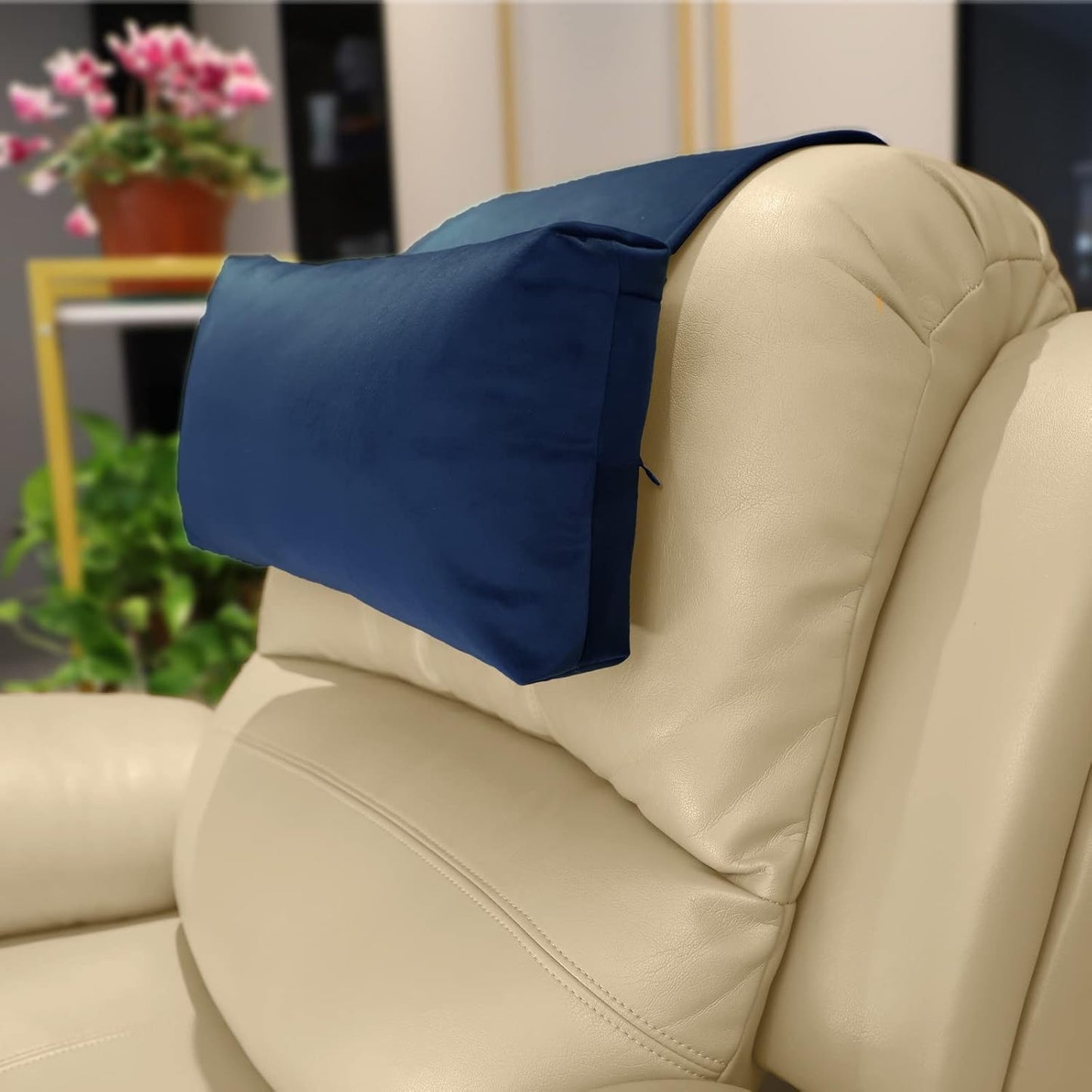 Adjustable Headrest Pillow for Recliners and Armchairs - Non-Slip Velvet Cushion for Neck Support and Pain Relief (Gray)