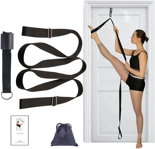 Stretching Strap with Door Anchor & Resistance Band – Improve Leg Stretch Flexibility for Splits, Ballet, Dance, Cheer, Yoga & Gymnastics - Home Leg Stretcher Trainer Equipment Stuff for All Levels
