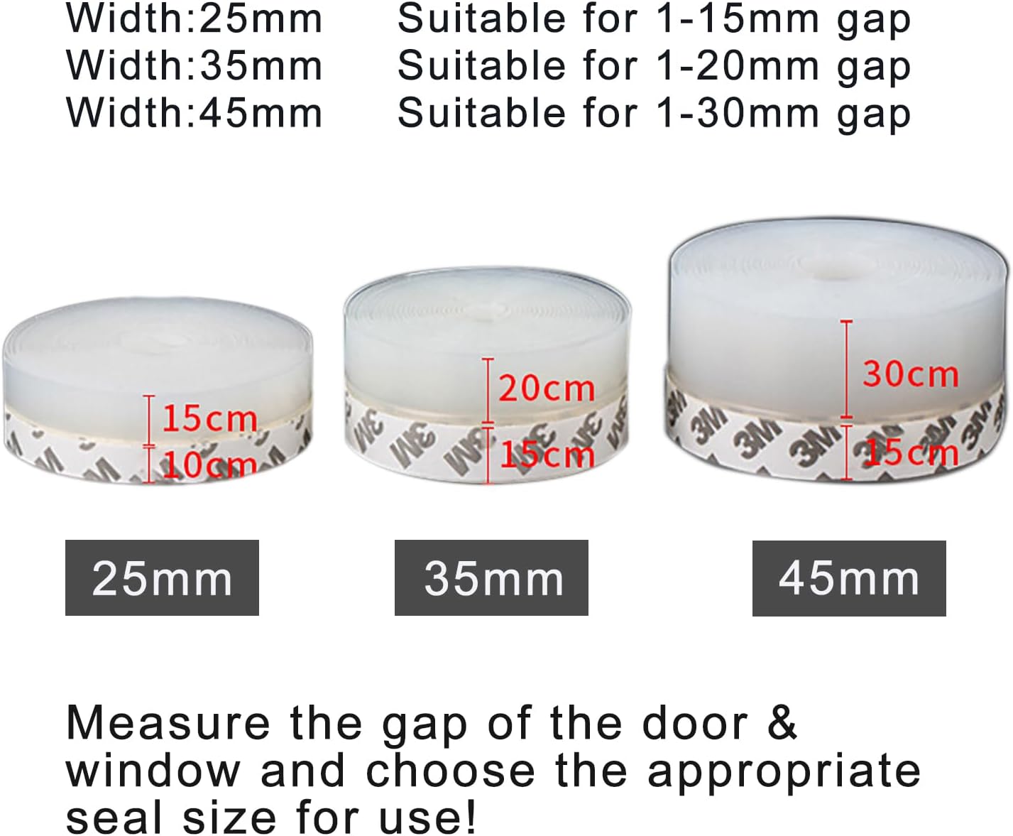 Silicone Clear Weather Stripping Door Seal, Silicone Seal Strip, Sliding Door Seal Weather Stripping, Door Draft Stopper for Side of Door, Self-Adhesive Insulation Tape for Gaps (25mm;26Ft)
