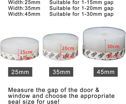 Silicone Clear Weather Stripping Door Seal, Silicone Seal Strip, Sliding Door Seal Weather Stripping, Door Draft Stopper for Side of Door, Self-Adhesive Insulation Tape for Gaps (25mm;26Ft)