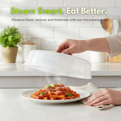 Flexzion Microwave Plate Covers Set of 5 - BPA-Free Microwave Cover with Adjustable Steam Vent, Dishwasher Safe Microwave Splatter Cover, Transparent Plastic Food Covers for Microwave Cooking