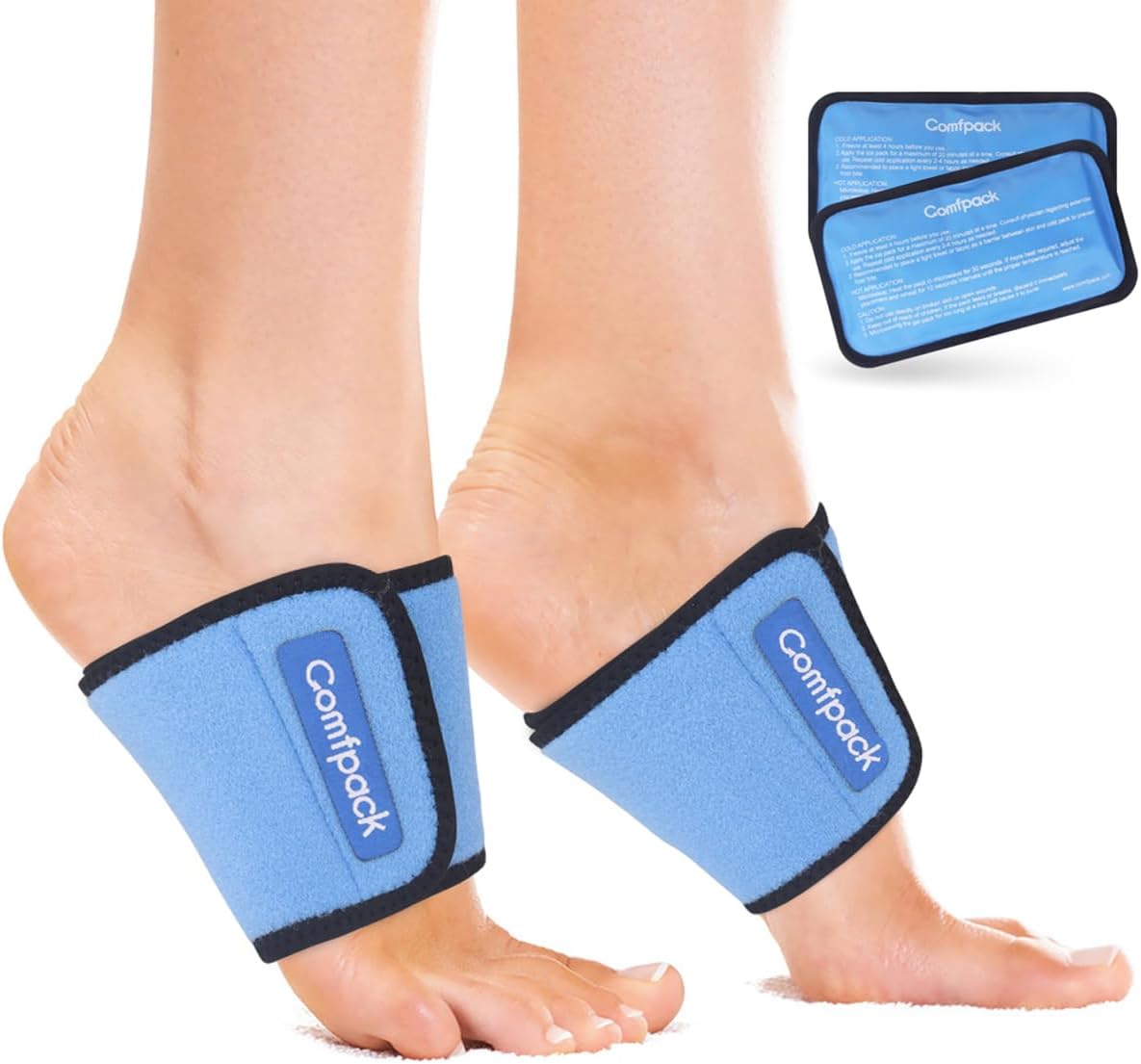 Comfpack Cold Therapy Wrap with 2 Packs for Pain Relief, Reusable Gel Ice Packs for Foot Plantar, Wrist, Ankle, Great for Sprains, Muscle Pain, Bruises, Injuries | Hot and Cold Ice Packs for Foot Plantar, Wrist, Ankle, Great for Sprains, Muscle Pain,