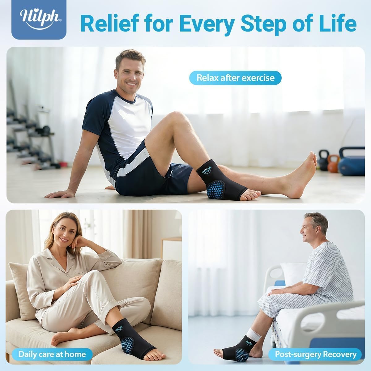 Hilph Plantar Fasciitis Recovery Kit with Foot Ice Pack Wrap & Massage Ball