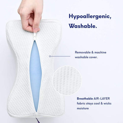 C CUSHION LAB Extra Support Orthopedic Knee Pillow for Side Sleepers - Healthy Alignment Leg Pillow for Sleeping - Hip, Pregnancy, Sciatica, & Back Pain Relief - Memory Foam Contour Wedge - Large Size