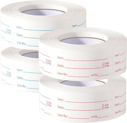 2 Rolls 1000 Pieces Removable Food Labels, 1 x 2 Inch | Date Stickers for Freezer, Refrigerator Food Containers - Easy to Write
