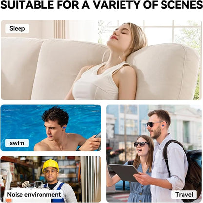 10 Pairs of Reusable Silicone Noise Cancelling earplugs and Waterproof Swimming earplugs, Suitable for Work, Study, and Noisy Places