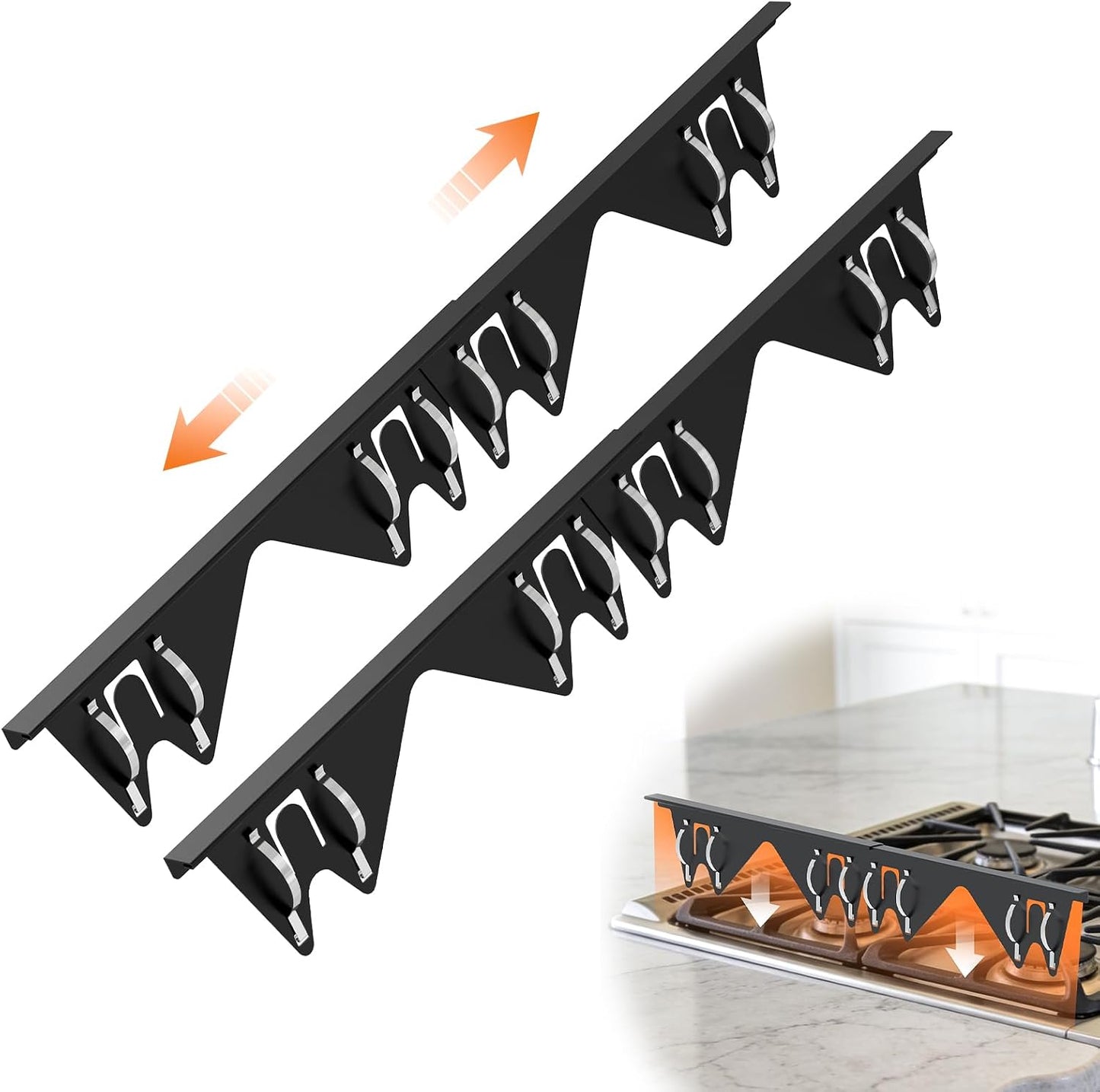 Stove Gap Covers with Spring Clip,2 PCS Stainless Steel Oven Gap Filler | Adjustable Length 13.8"-27.5",Heat Resistant, Easy to Clean