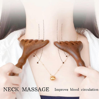 Sandalwood Scalp Massager, Wooden Gua Sha Face Neck Acupoint Tool | Long Handle, Scalp Face Neck Gua Sha, Acupoint Stimulation, Natural Wooden Comb Teeth, Relieve Tension, Promote Circulation