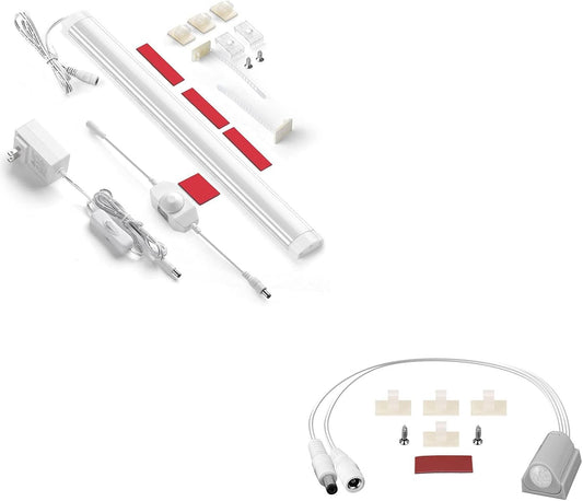 Motion Sensor LED Light Bar Kit. Plug in. Perfect to Work as Motion Activated Lighting for Under Cabinets Closets Wardrobe Hallway Stair Beds Garage Kitchen. 1-Light-Bar. Warm White 3000K