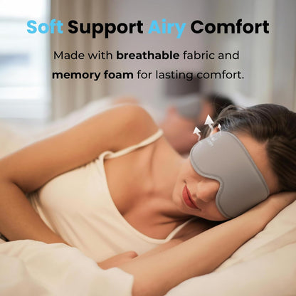 3D Sleep Mask for Women & Men, 100% Blackout Eye Mask for Sleeping, Zero Pressure Deep Sleep Blindfold with Adjustable Strap for Side Sleepers, Airplane Travel, Silver Grey