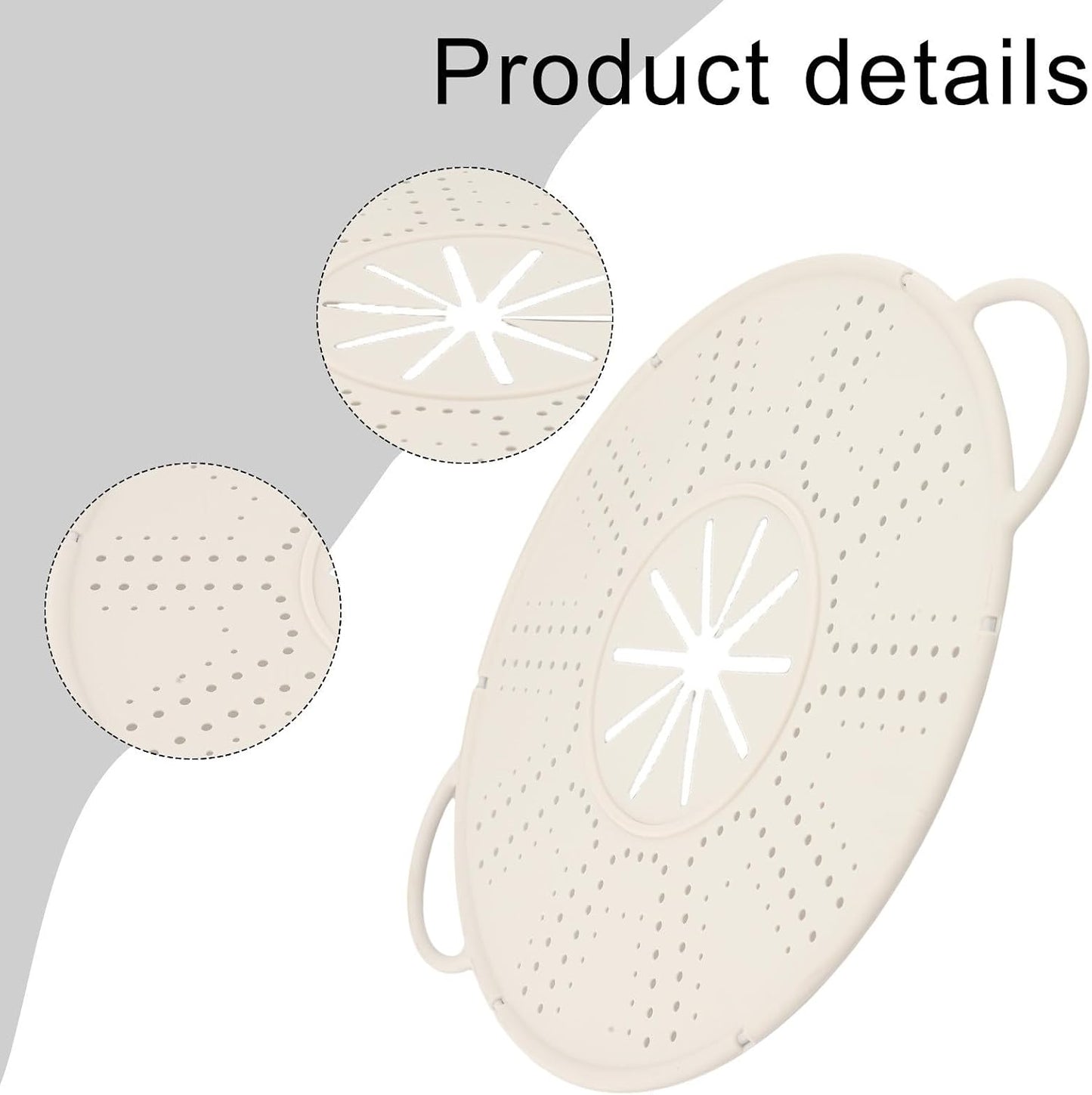 Silicone Spill Stopper Lid, Heat-Resistant Pot Cover with for steam Vent and Handles, Multipurpose Steamer Mat for Pots and Pans, Dishwasher Safe 13.39 x 10.83 In(white)
