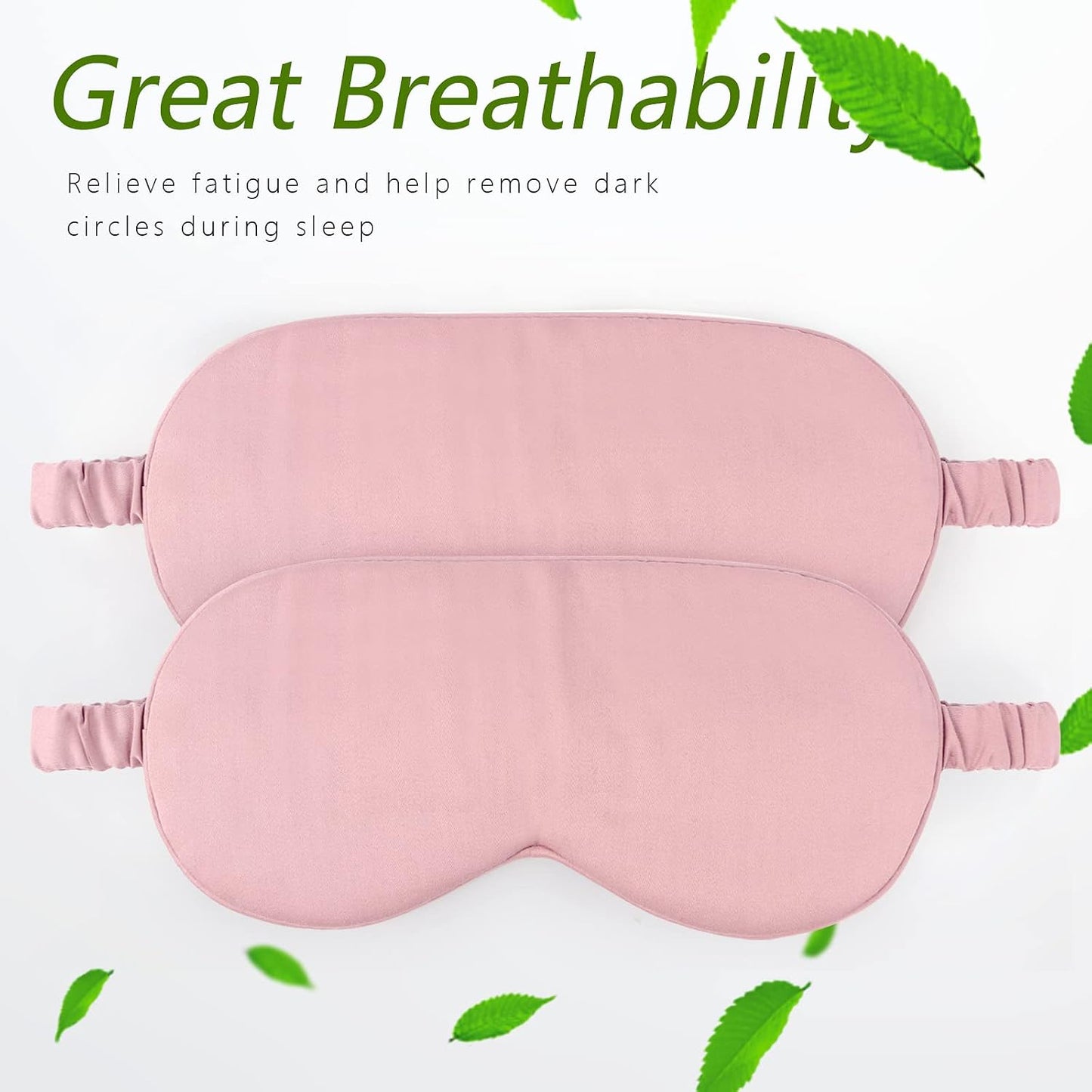 HBHLFZ Sleep Mask 2 Pack - Bamboo Viscose Fiber Sleeping Eye Mask - with Elastic Band/Headband - Comfort Sleeping Shade - for Nighttime Sleeping, Traveling & Napping（Pink，Green）