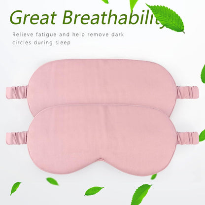 HBHLFZ Sleep Mask 2 Pack - Bamboo Viscose Fiber Sleeping Eye Mask - with Elastic Band/Headband - Comfort Sleeping Shade - for Nighttime Sleeping, Traveling & Napping（Pink，Green）