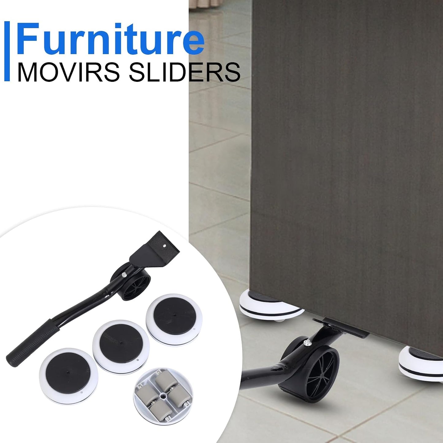 Heavy Duty Furniture Lifter 4 Appliance Roller 163 LBS Load Capacity Wheels + Adjustable Lifting Tool Lever Suitable Easy Safe Moving Sofas Couch Washer Dryer Refrigerator Bed