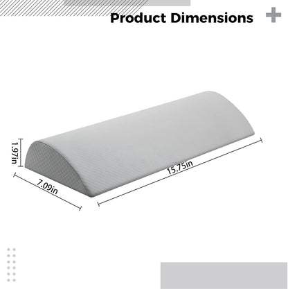 Half Moon Knee Pillow, Memory Foam Leg Elevation Pillow and Foot Rest Pillow for Sleeping, Back Support Cushion, 15.7 x 7.1 x 2 in / 9 x 7.5 x 6.5 cm, Silver Gray