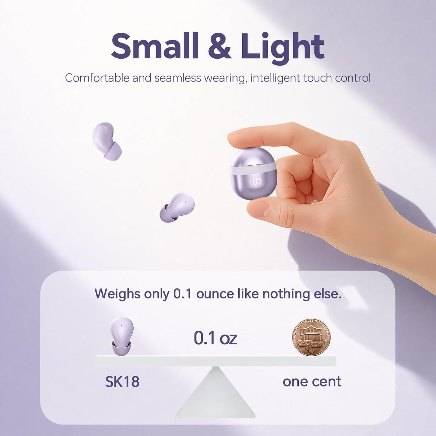 Small Mini Invisible Earbuds Small Mini Headphones Wireless Bluetooth | Low Profile Micro Smallest Tiny Discreet Hidden Earbuds for Work, Invisible Sleep Earphone Ear Buds for Small Ear Canals