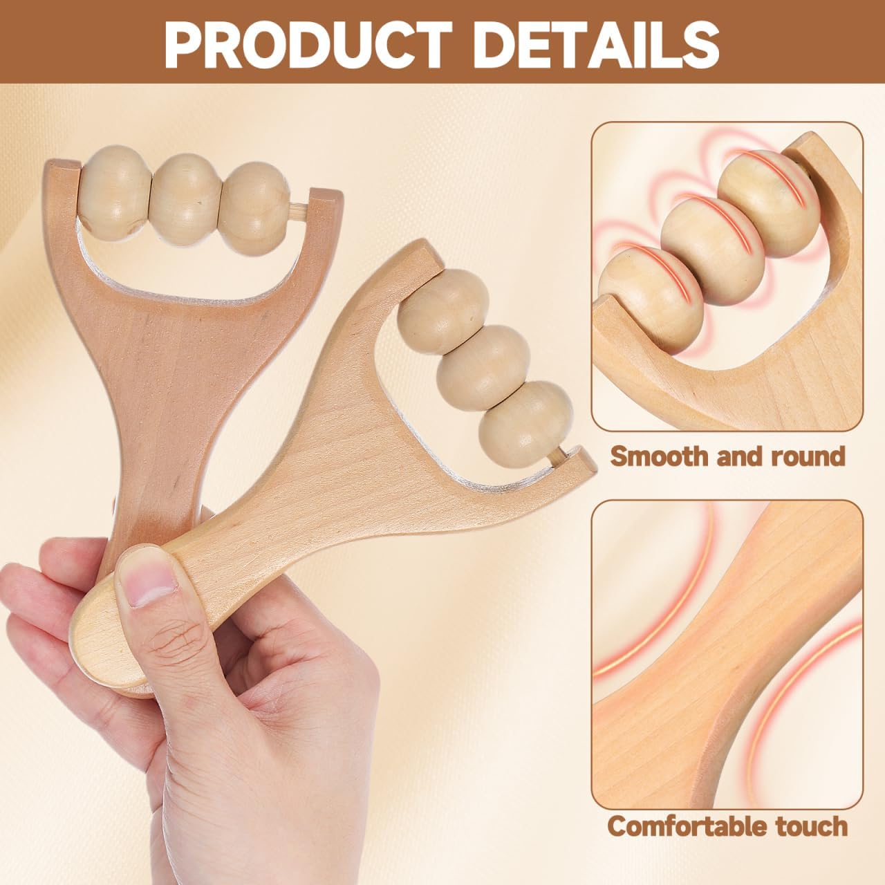 Ciieeo 2Pcs Wooden Massage Roller Massager Wooden Trigger Point Body and Face Roller for Foot Shoulder Neck and Waist Relaxation - Improve Sleep Quality