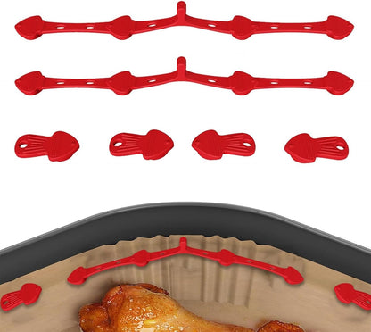 Air Fryer Magnets Silicone Buckle for Parchment Paper Liners, High-Temp Resistant Air Fryer Accessories, Safely Lock Paper from Heating Element or Covering Food, Prevent Burning (Red)