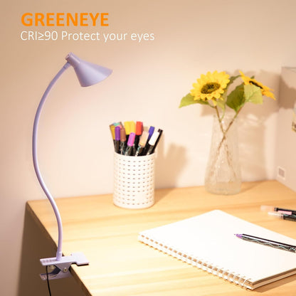 Clip on Light, Eye Care Reading Lights for Books in Bed Clip on Lamp Pink