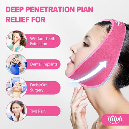 Hilph Wisdom Teeth Ice Pack Head Wrap, Face Ice Pack for Jaw Oral Surgery | Large Jaw Ice Wrap with 4 Hot Cold Gel Packs, Pain Relief for TMJ, Tonsillectomy, Wisdom Teeth Recovery Must Haves, Blue