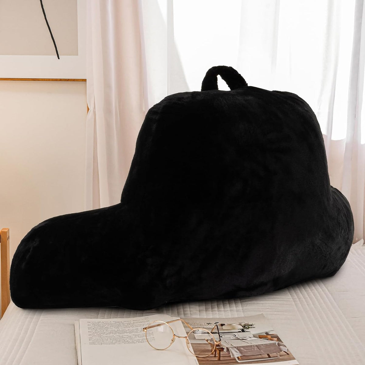 A Nice Night Ivory Reading Pillow, 18.5" Bed Wedge Pillows with Arms