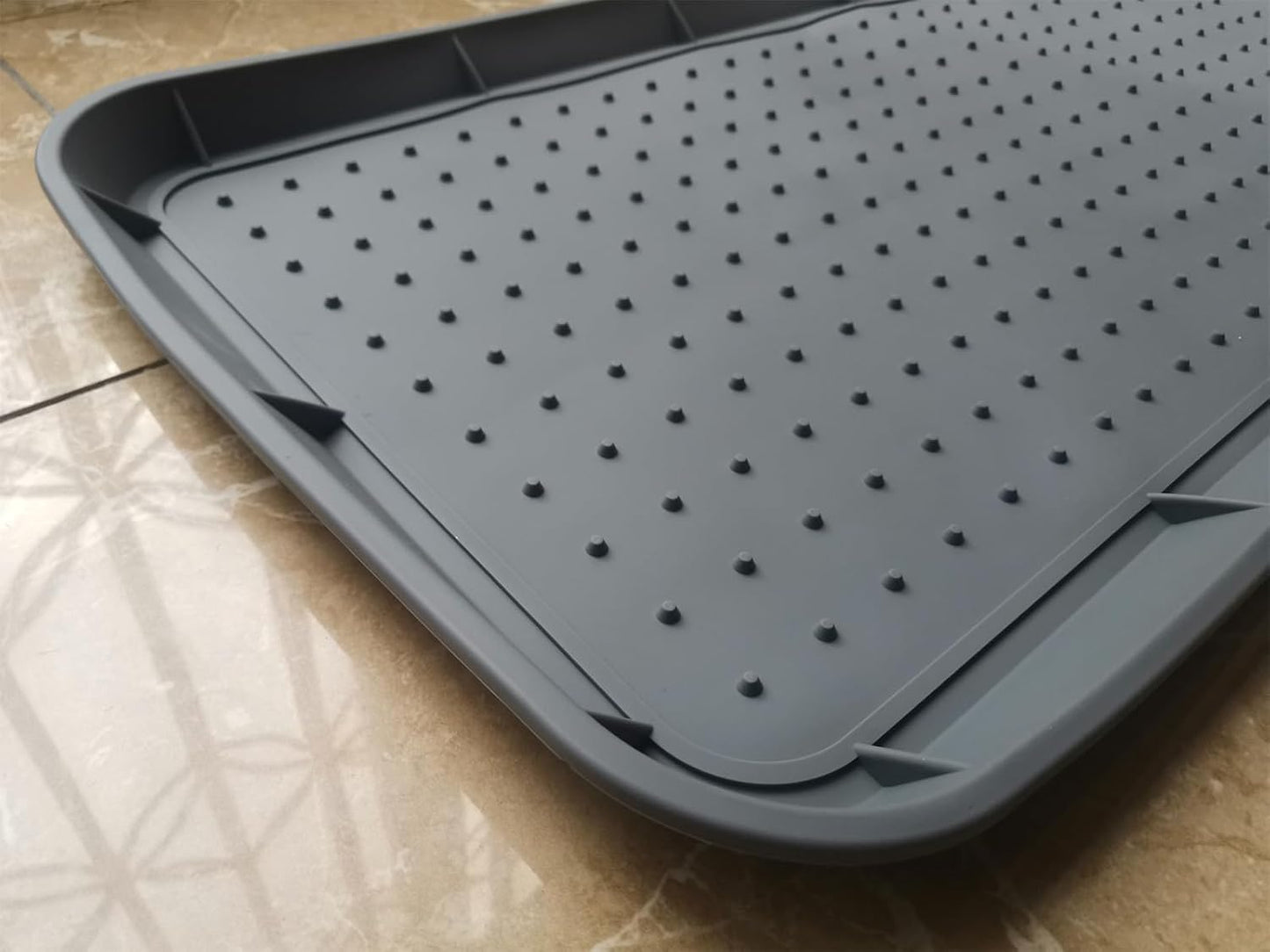Boot Tray for Entryway,Hard Plastic Boot Mat,Shoe Tray,Shoe Mat for Indoor and Outdoor Use (Black Flower (Hard Plastic), 29.5X14.9 inch)