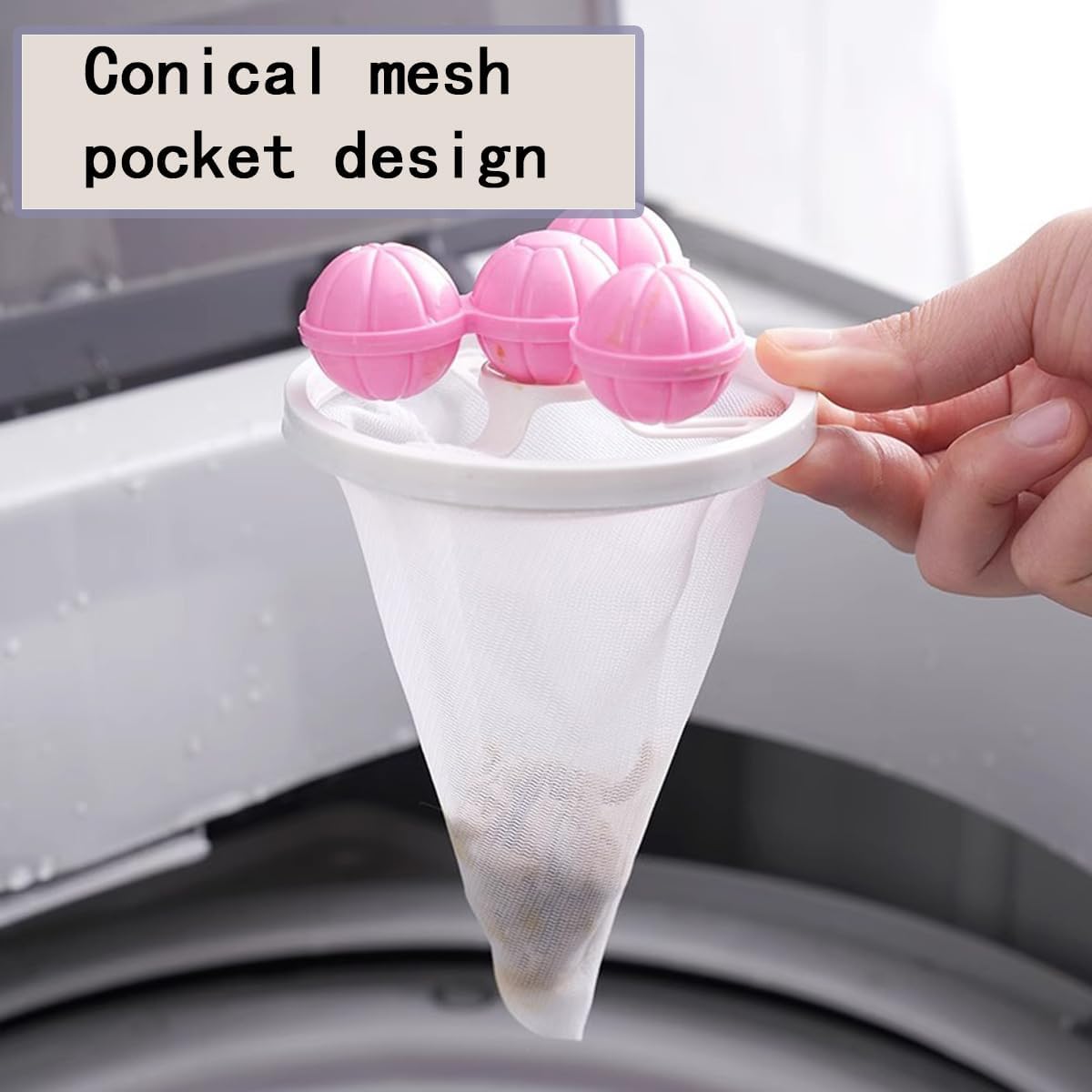 6 PCS Hair Filter Bag Floating Lint Catcher for Washing Machine Pet Hair Catcher Reusable Washing Hair Filter Cleaning Mesh Bag Dog Cat Hair Remover for Laundry(2 Styles