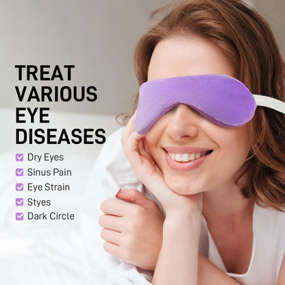 Moist Heated Eye Masks for Dry Eyes, Stye, Warm Compress for Sleeping | Purple, Microwavable Heating, Hot Compress for Relieve, Flaxseed Filling