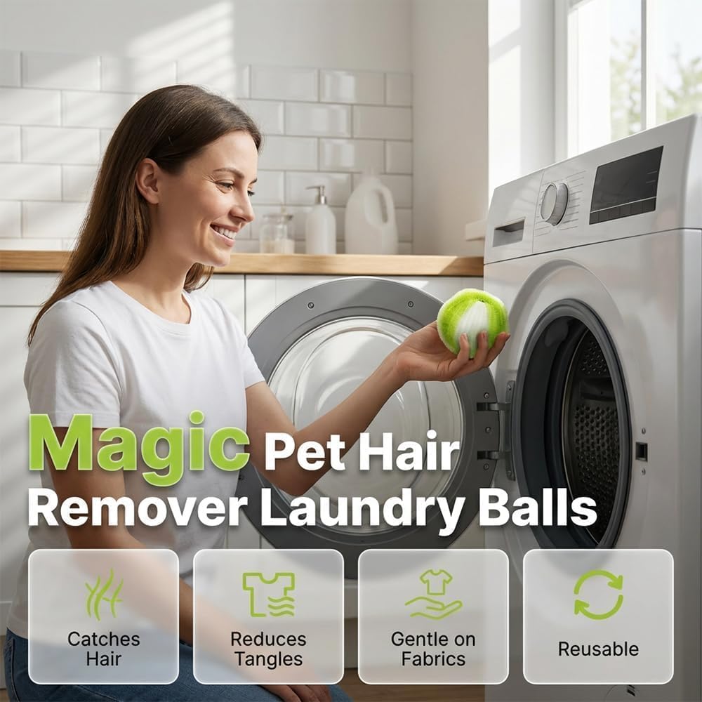 12 PCS Pet Hair Remover for Laundry, Reusable Hair Catcher | Reusable hair catcher helps reduce pet hair on clothes, bedding and blankets for cleaner laundry every wash.