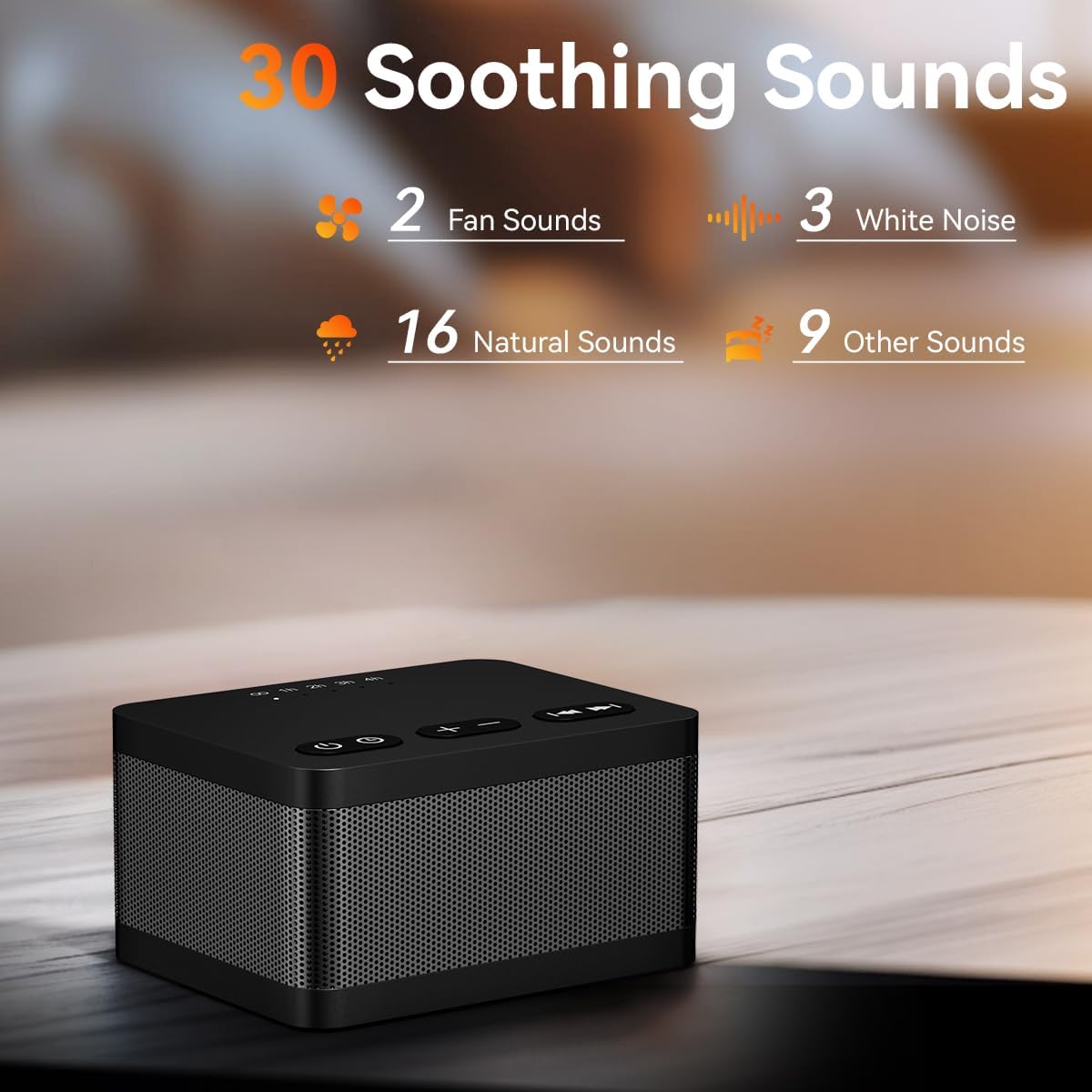 Sound Machine White Noise Machine with 30 Natural Soothing Sounds 32 Levels Volume 5 Timers Memory Function Effectively Blocks Noise Ideal Sleep Machine Brown Noise for Baby Kids Adults Home (Black)