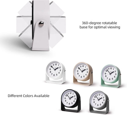 TIMESS Analog Alarm Clock with Snooze & Light, Silent Non-Ticking, White