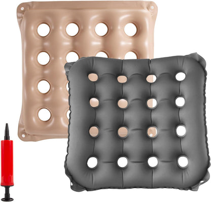 2-Pack Inflatable Waffle Cushion for Pressure Relief, Wheelchair Cushion for Pressure Redistribution, Portable Air Seat Cushions for Office Chair Car Seat, Breathable Seat Pad, Includes 1 Air Pumps
