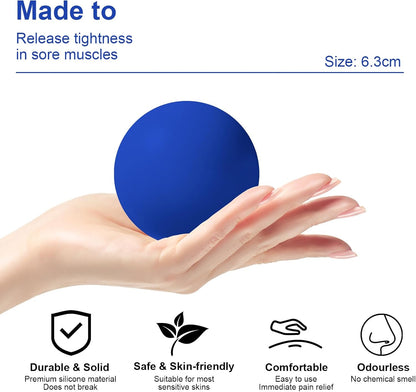 Massage Lacrosse Ball, Spiky Massage Ball, for Deep Tissue, Trigger Point and Myofascial Release, Muscle Knots, and Yoga Therapy (Black-Black)