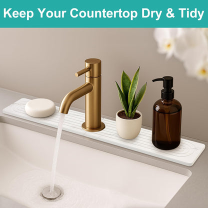 Fast Dry Stone Faucet Mat for Bathroom Sink Kitchen Counter Marble Trays | Small Diatomite Sink Splash Guard White Absorbent Tray Counter Quick Drying Stone Kitchen Diatomaceous Earth Around Faucet