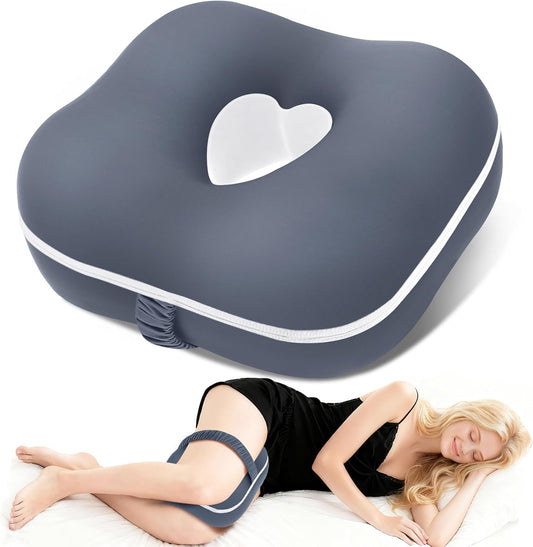 Small Knee Pillow for Side Sleepers, Memory Foam Leg Pillow,Gray