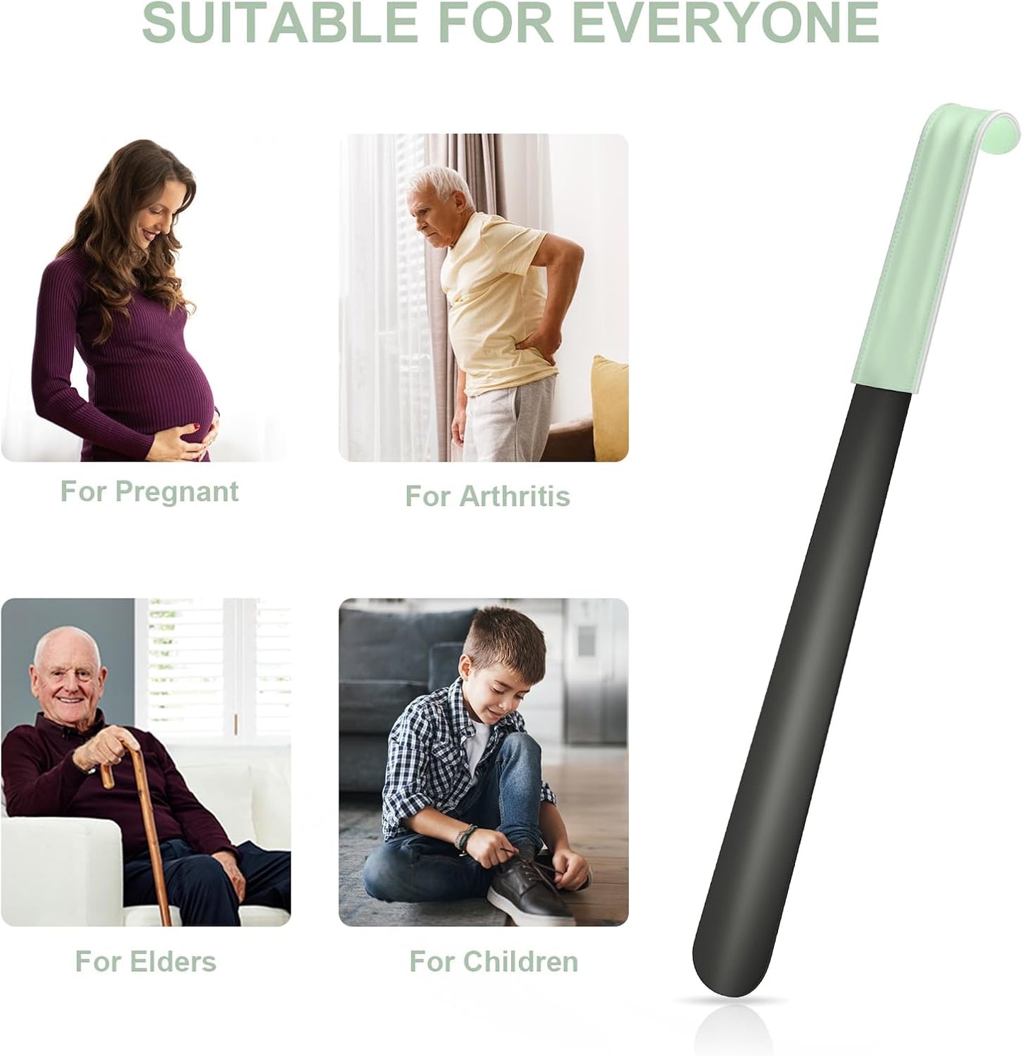 16.5 Inch Long Handle Shoe Horn for Seniors Men Women Kids, Metal Shoe Horns for Boots