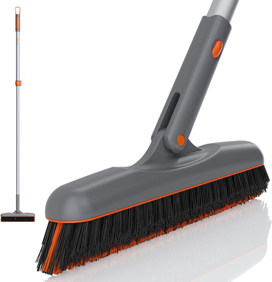 Eazer Grout Brush with Long Handle, 180°Rotation Tile Grout Cleaning Brush, V-Shape Shower Scrubber Cleaner, Stiff Bristle for Cleaning Bathroom Tile Floors - 53in