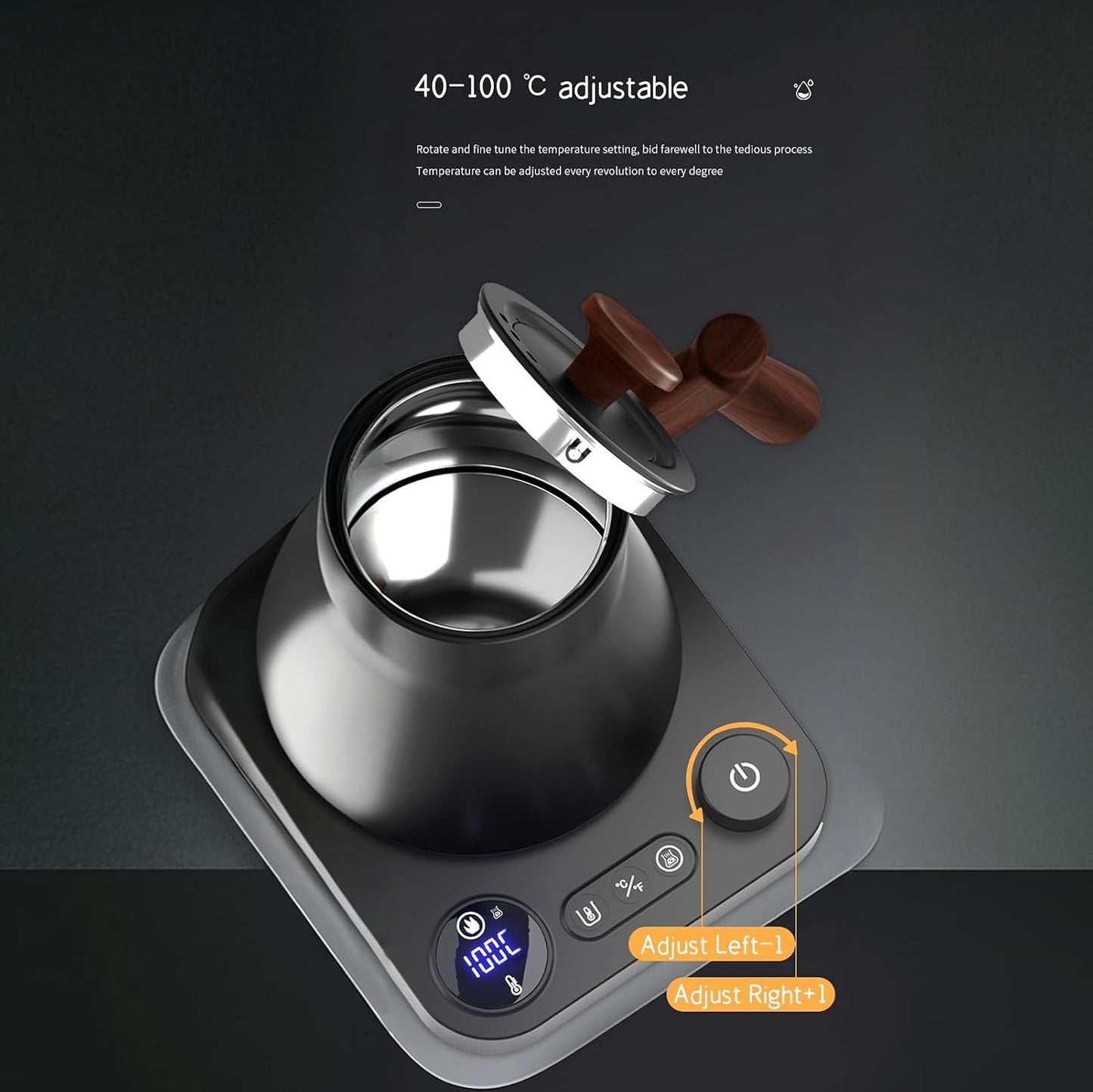 Gooseneck Electric Kettle, White, 0.9L | ±1℉ Temperature Control, 304 Stainless Steel, Ultra-Quiet, Auto Boil Detection, 8 Safety Protections & Memory Function