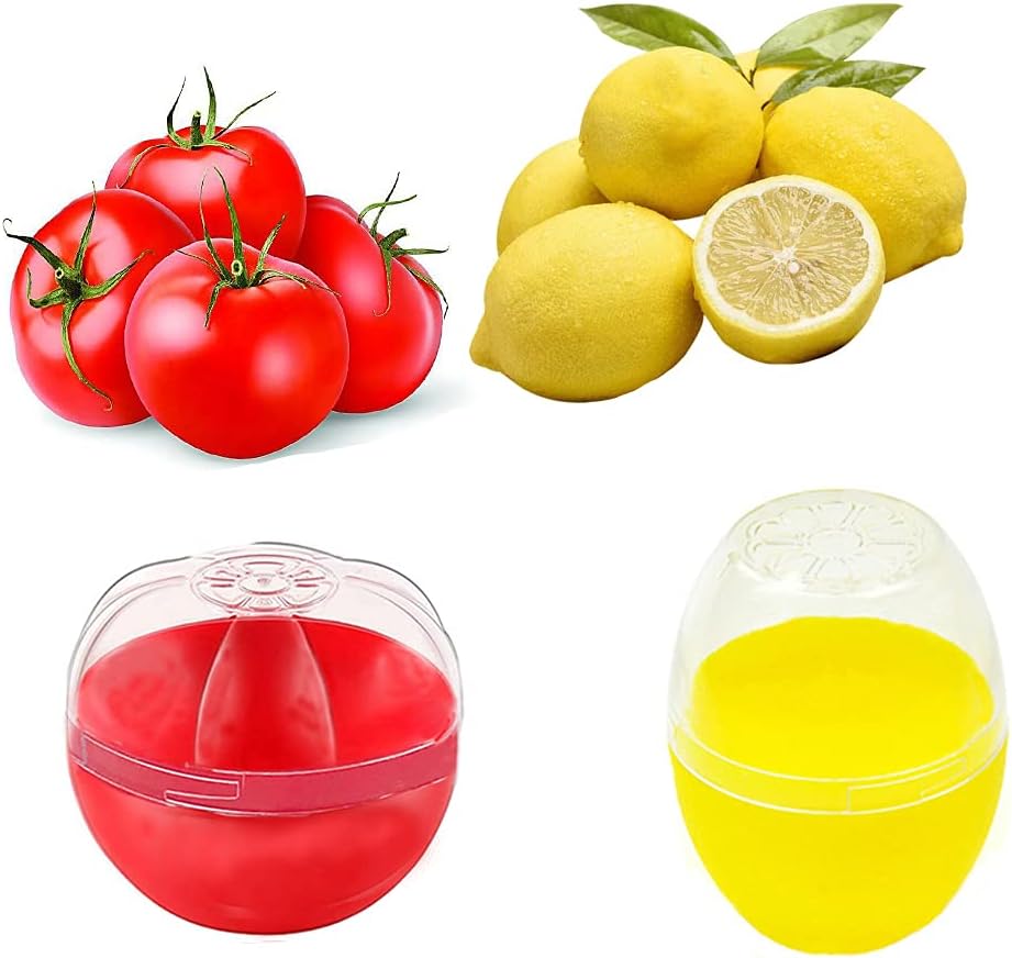 Onion Garlic Lemon Avocado Saver Storage Keeper Holder for Fridge, BPA Free Tomato Vegetable Shaped Food Saver/Storage Containers, 5-piece Set Bundle
