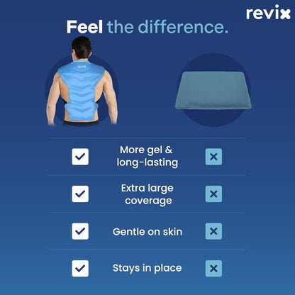 REVIX Large Ice Pack for Back and Shoulder Discomfort Relief, Reusable Gel Cold Pack with Soft Plush Lining, Flexible & Long-Lasting Cold Therapy Wrap, Navy