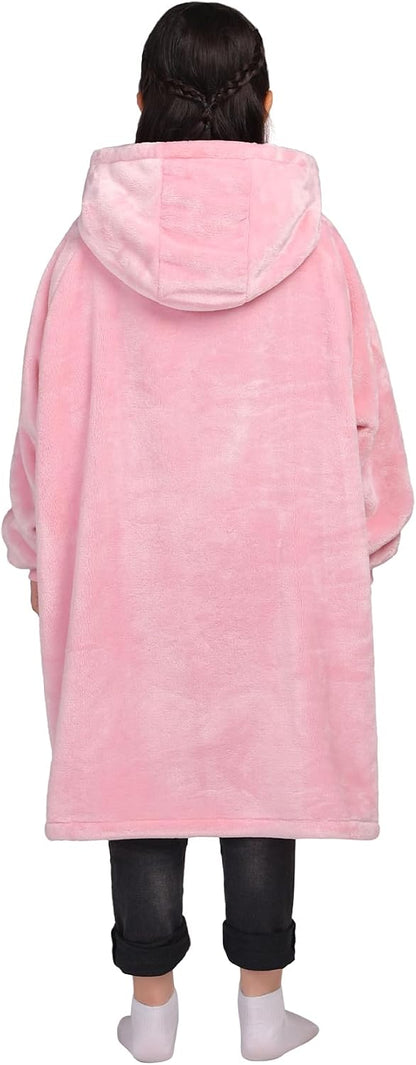 Waitu Wearable Blanket Sweatshirt Gifts for Women and Men, Warm and Cozy Giant Blanket Hoodie, Thick Flannel Blanket with Sleeves and Giant Pocket - Dark Gray