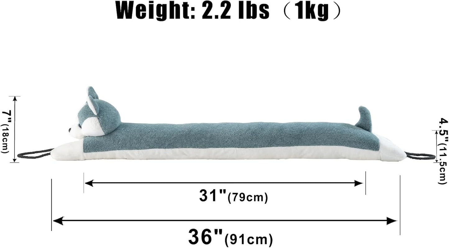 Under Door Draft Stopper Decorative Wind Stopper 36 inch for Door & Window, Weighted Animal Air Draft Stopper for Bottom of Door with Hanging Loops - Brown Dog