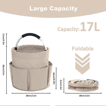 17L Cleaning Caddy with Handle, Cleaning Supplies Organizer, Foldable Storage Basket, Cleaning Supply Caddy, Portable Multi Cleaning Bucket Bag for Home, Garden (Blue)