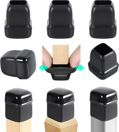 Ezprotekt Chair Leg Sliders for Carpet, 24 Pcs Square Chair Glides for Carpet, Carpet Furniture Pads Stool Leg Protectors Caps, Carpet Furniture Glides Quickly and Easily (L Fit:1" - 1.4")