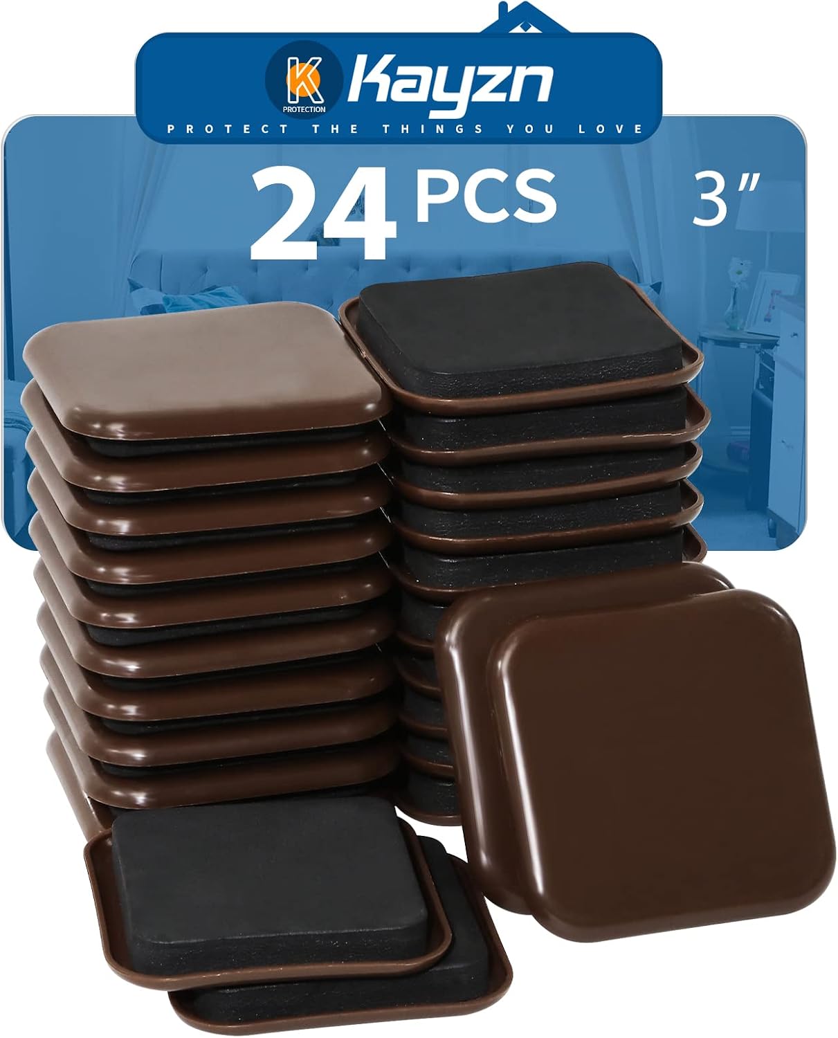 Furniture Sliders, 8pcs 4.7 inch Square Sliders for Furniture on Carpet, Heavy Duty Furniture Movers Sliders - Protect The Surface of Carpet, Easily Move Any Items!